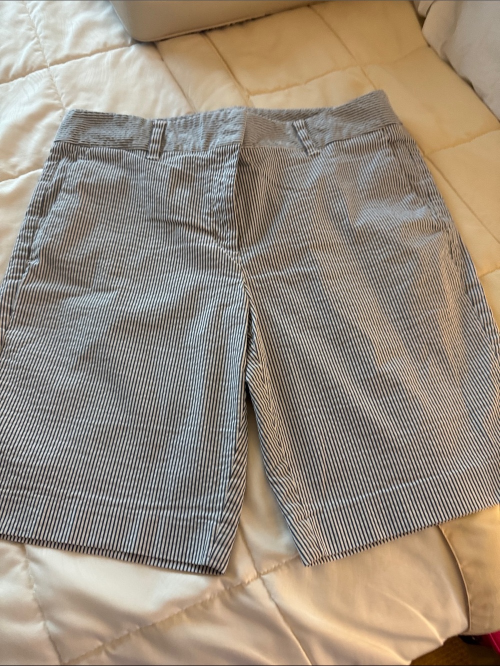Women’s Blue & White Seersucker Shorts - Classic Casual